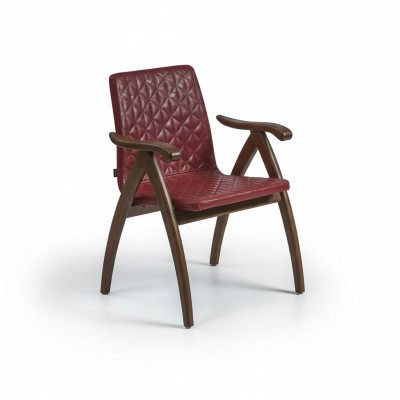 Silla moderna con brazos de cuero diseño de asiento de madera sillas de comedor