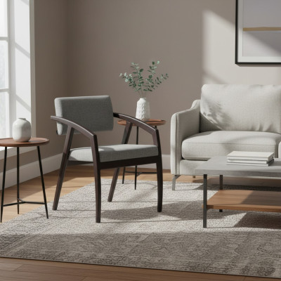 Silla con reposabrazos Asiento acolchado Comedor Madera Diseño Lujo Estilo Nuevo