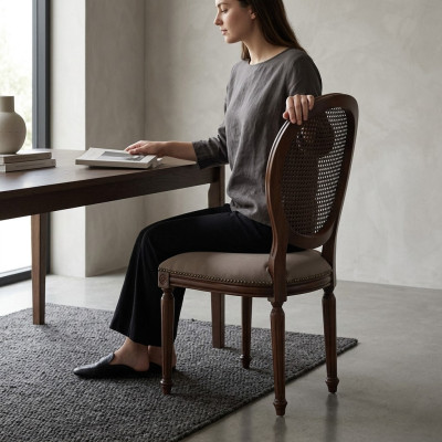 Diseño silla comedor Estilo Clásico Asiento tapizado Mobiliario Madera Silla