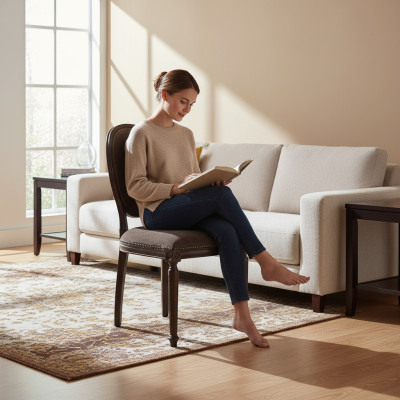Diseñador de lujo Silla clásica de comedor Sillas Asiento Asiento tapizado Madera