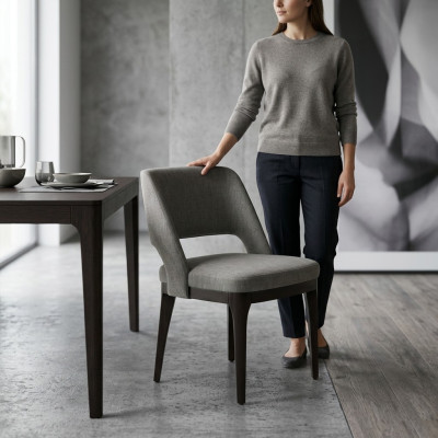 Silla gris de lujo de diseñador para comedor, asiento tapizado moderno, mobiliario.