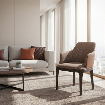 Diseño de silla de salón con reposabrazos Sillas tapizadas para comedor Nuevas