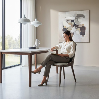 Diseño de lujo Silla tapizada Silla de comedor Asiento Muebles de comedor Madera Nuevo