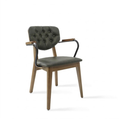 Silla de comedor con reposabrazos tapizada en Chesterfield muebles de lujo