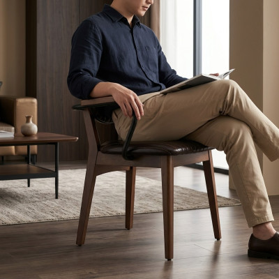 Silla de lujo con apoyabrazos Silla de comedor Muebles Asiento tapizado Moderno Decoración