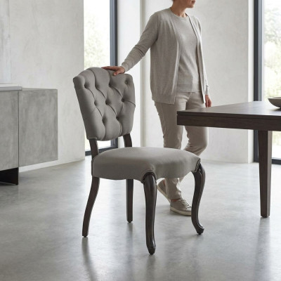 Diseño de silla tapizada de lujo, amueblado de sillas, asiento de comedor de madera de diseño