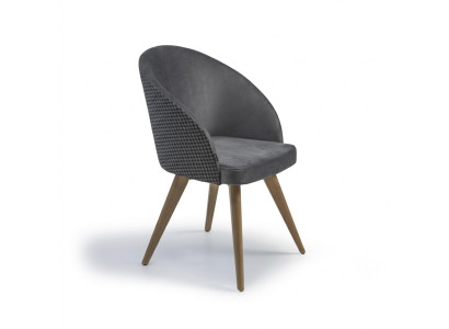 Silla de comedor de lujo con diseño, con reposabrazos, gris, asiento tapizado moderno.