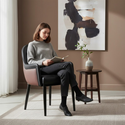 Silla negra con brazos moderna Comedor de lujo Tapizado