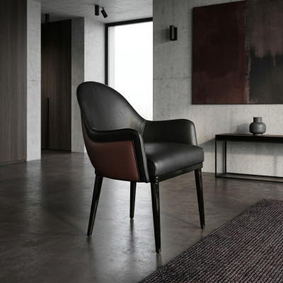 Silla negra con brazos moderna Comedor de lujo Tapizado