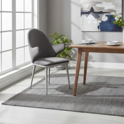 Silla gris con reposabrazos, moderna, de lujo, diseño de muebles de diseñador para comedor.