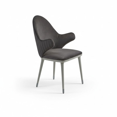 Silla gris con reposabrazos, moderna, de lujo, diseño de muebles de diseñador para comedor.