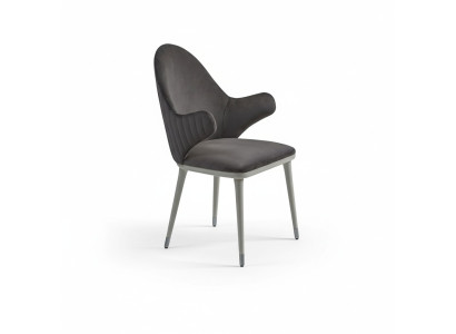 Silla gris con reposabrazos, moderna, de lujo, diseño de muebles de diseñador para comedor.
