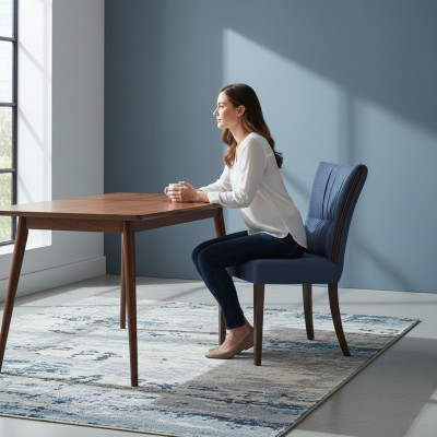 Silla moderna azul muebles diseño lujo comedor asiento tapizado