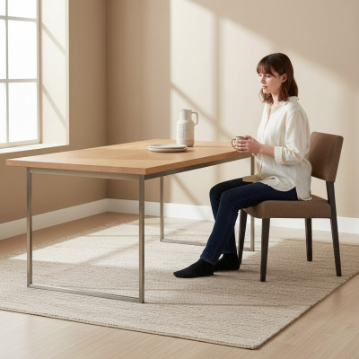 Silla de diseñador tapizada en tela de lujo, mobiliario de comedor.