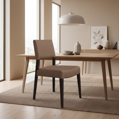 Silla de diseñador tapizada en tela de lujo, mobiliario de comedor.
