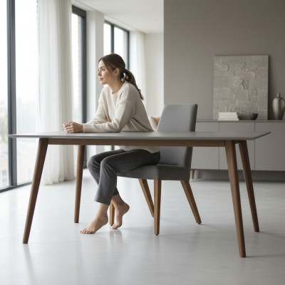 Silla gris de lujo moderna para comedor, diseño de silla de madera nueva.