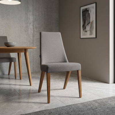 Silla gris de lujo moderna para comedor, diseño de silla de madera nueva.