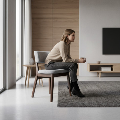 Silla de madera moderna gris Diseño de silla nuevo para comedor Mobiliario de diseñador