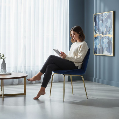 Silla de diseño de comedor azul lujo sillas nuevas muebles