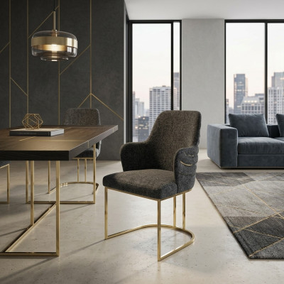 Silla de lujo con brazos, diseñada de forma moderna y nueva.