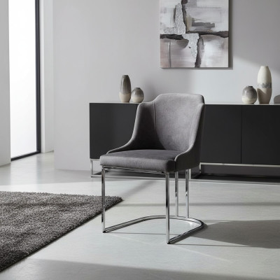 Silla moderna gris de lujo de diseñador, silla de comedor muebles de interior tapizada.