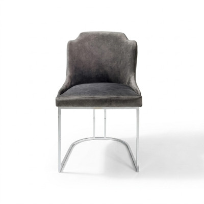 Silla moderna gris de lujo de diseñador, silla de comedor muebles de interior tapizada.