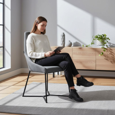 Silla de diseño Muebles Modernos Silla tapizada Gris Silla de comedor Nueva Muebles