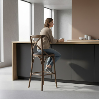Taburete de diseñador moderno de madera para la decoración de sillas de comedor.