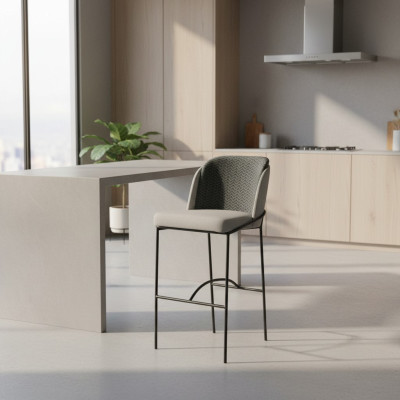 Sala de estar taburetes de bar, bar sillas diseño silla tapizada moderna gris.