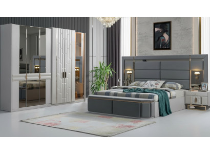 Conjunto de muebles para dormitorio completo: cama, 2 mesitas de noche, armario. Nuevo.