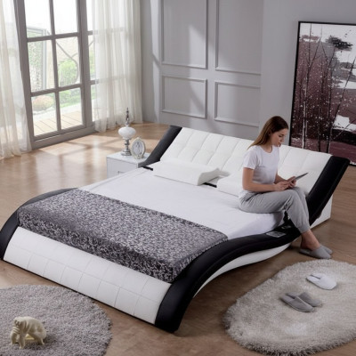 Diseño cama cama grande cuero hotel tapizado 180x200 estantería multifunción