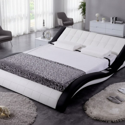 Diseño cama cama grande cuero hotel tapizado 180x200 estantería multifunción