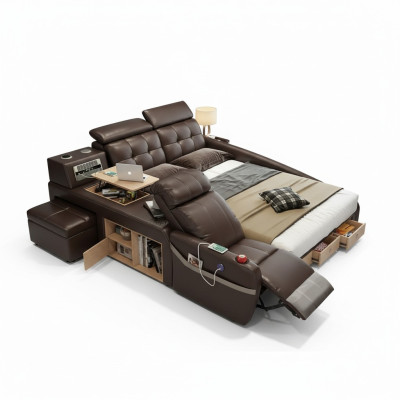 Cama de diseño multifunción grande cuero sintético hotel tapizado 180x200 camas nuevas