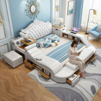 Cama multifuncional Chesterfield doble diseño de lujo 180x200 USB