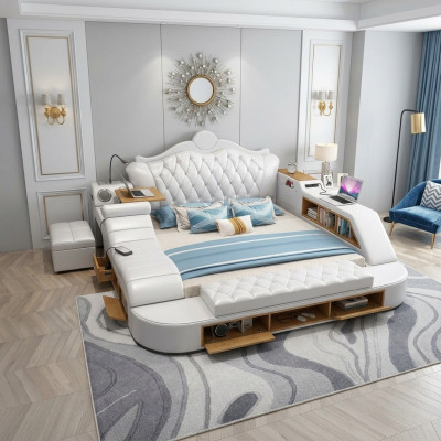 Cama multifuncional Chesterfield doble diseño de lujo 180x200 USB