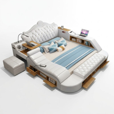 Cama multifuncional Chesterfield doble diseño de lujo 180x200 USB