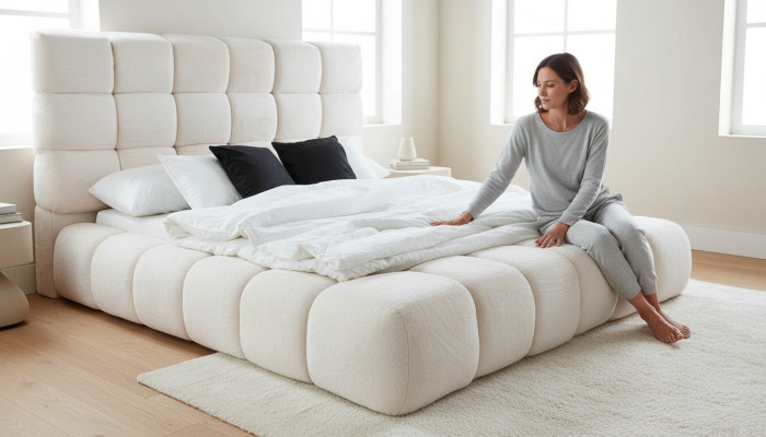Cama Cama doble Moderna Estructura de cama de lujo Diseño de marco de cama de madera Nuevo