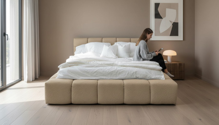 Diseño de dormitorio Cama doble de 180x200 cm Lujo Tela de terciopelo Cama doble