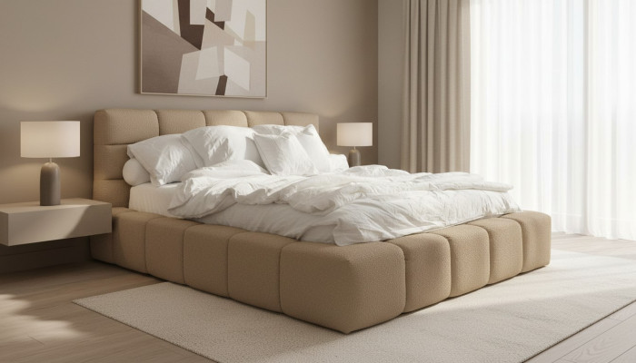 Diseño de dormitorio Cama doble de 180x200 cm Lujo Tela de terciopelo Cama doble