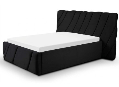 Lujo Dormitorio Cama Cama doble Negro Madera Acolchado Marcos de cama