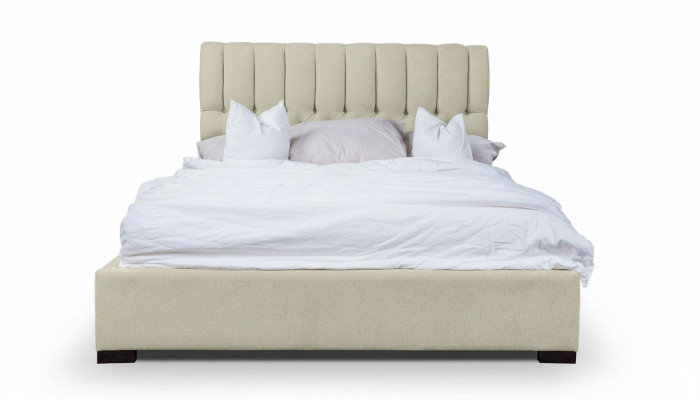 Cama beige Cama doble de madera Moderna Camas de lujo Cama de tela Dormitorio