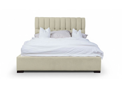 Cama beige Cama doble de madera Moderna Camas de lujo Cama de tela Dormitorio