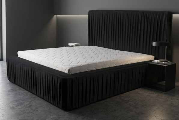 Diseño de cama de lujo doble para hoteles Habitación de lujo negro moderno
