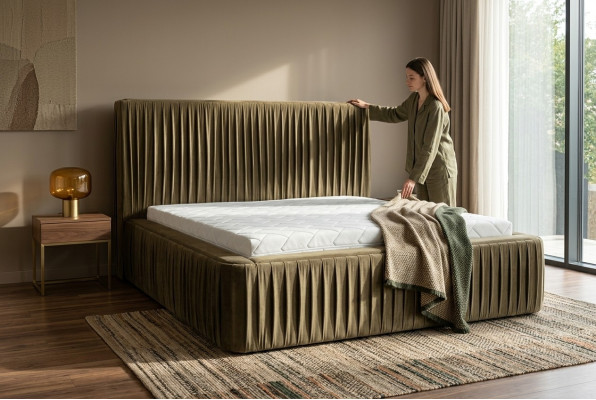 Diseño de tela Cama Doble Camas Lujo Matrimonial Hotel Moderno Estructura Habitación de dormir