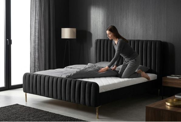 Cama acolchada diseño lujo doble camas de hotel dormitorio 180x200cm nueva.