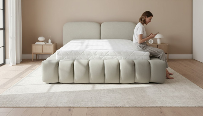 Marco de cama de lujo 180x200 cm color gris Cabecero camas dormitorio muebles