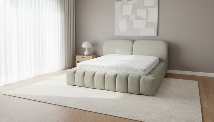 Marco de cama de lujo 180x200 cm color gris Cabecero camas dormitorio muebles