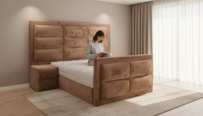 Juego de dormitorio de lujo con mesita de noche cama 2 piezas Conjunto completo Diseño Mobiliario Nuevo