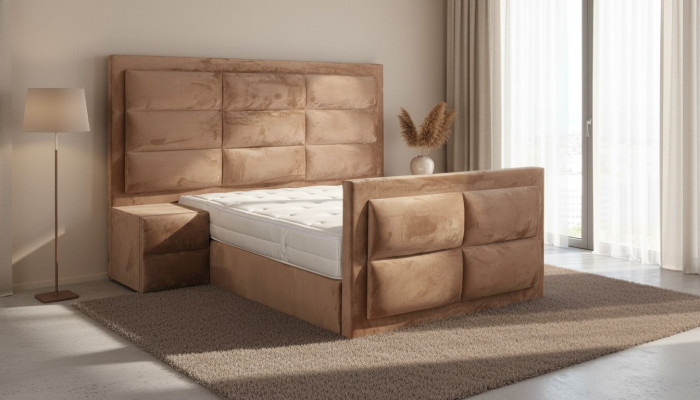 Juego de dormitorio de lujo con mesita de noche cama 2 piezas Conjunto completo Diseño Mobiliario Nuevo