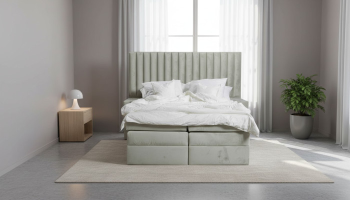 Juego de dormitorio cama mesita de noche de diseño moderno de lujo gris